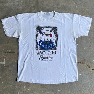 Vintage y2k Java dog coffee cafe graphic t shirt